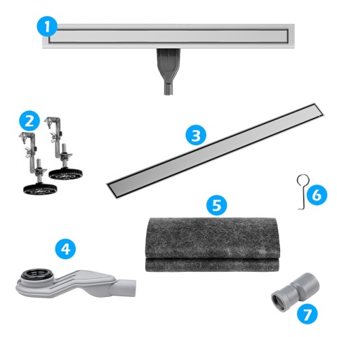 ODPŁYW LINIOWY 90 CM INOX NISKI SYFON 360 WYSOKA PRZEPUSTOWOŚĆ DL05 FIX G1