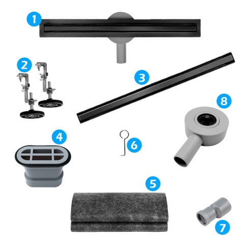 ODPŁYW LINIOWY 90 CM CZARNY OBROTOWY NISKI SYFON WYSOKA PRZEPUSTOWOŚĆ DL03