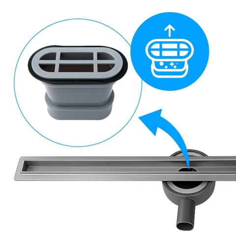 ODPŁYW LINIOWY 90 CM INOX OBROTOWY NISKI SYFON WYSOKA PRZEPUSTOWOŚĆ DL03