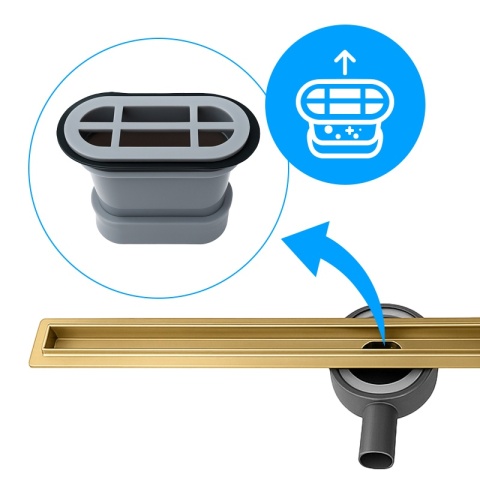 ODPŁYW LINIOWY 50 CM ZŁOTY OBROTOWY NISKI SYFON WYSOKA PRZEPUSTOWOŚĆ DL03