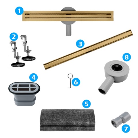 ODPŁYW LINIOWY 70 CM ZŁOTY OBROTOWY NISKI SYFON WYSOKA PRZEPUSTOWOŚĆ DL03