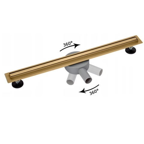 ODPŁYW LINIOWY 90 CM ZŁOTY OBROTOWY NISKI SYFON WYSOKA PRZEPUSTOWOŚĆ DL03