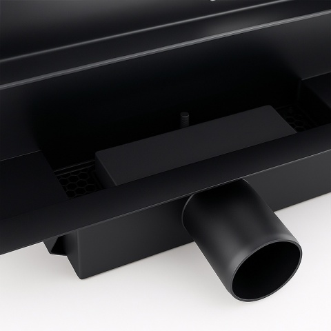 ODPŁYW LINIOWY ŚCIENNY 70 CM CZARNY NISKI SYFON WYSOKA PRZEPUSTOWOŚĆ DL09
