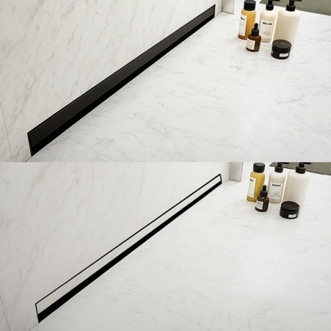 ODPŁYW LINIOWY ŚCIENNY 70 CM CZARNY NISKI SYFON WYSOKA PRZEPUSTOWOŚĆ DL09