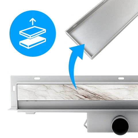 ODPŁYW LINIOWY ŚCIENNY 50 CM INOX NISKI SYFON WYSOKA PRZEPUSTOWOŚĆ DL09