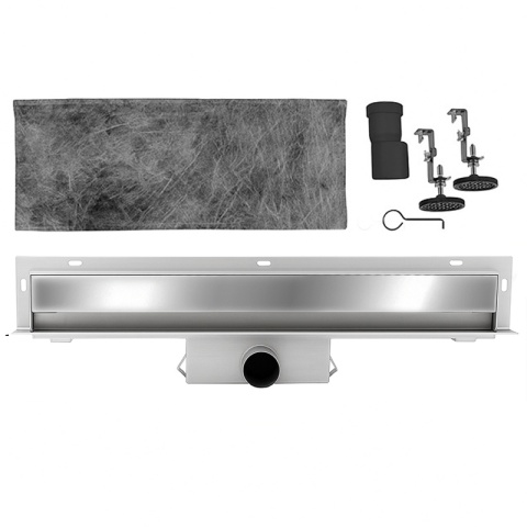 ODPŁYW LINIOWY ŚCIENNY 50 CM INOX NISKI SYFON WYSOKA PRZEPUSTOWOŚĆ DL09