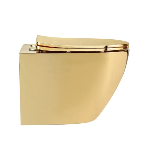 MISKA WC WISZĄCA TORNADO FLOW-GL-BL-TR-03 ZŁOTA DESKA WOLNOOPADAJĄCA DUROPLAST