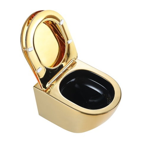 MISKA WC WISZĄCA TORNADO FLOW-GL-BL-TR-03 ZŁOTA DESKA WOLNOOPADAJĄCA DUROPLAST