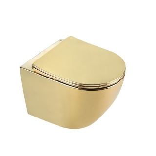 MISKA WC WISZĄCA TORNADO FLOW-GL-WH-TR-03 ZŁOTA DESKA WOLNOOPADAJĄCA DUROPLAST