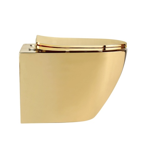 MISKA WC WISZĄCA TORNADO FLOW-GL-WH-TR-03 ZŁOTA DESKA WOLNOOPADAJĄCA DUROPLAST