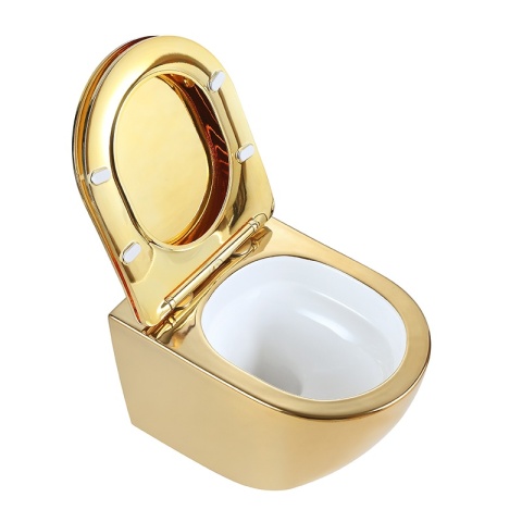 MISKA WC WISZĄCA TORNADO FLOW-GL-WH-TR-03 ZŁOTA DESKA WOLNOOPADAJĄCA DUROPLAST