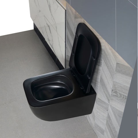 MISKA WC WISZĄCA TORNADO YUZU-MTB-TR-03 CZARNY MAT DESKA WOLNOOPADAJĄCA DUROPLAST