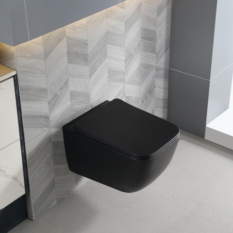 MISKA WC WISZĄCA TORNADO YUZU-MTB-TR-03 CZARNY MAT DESKA WOLNOOPADAJĄCA DUROPLAST