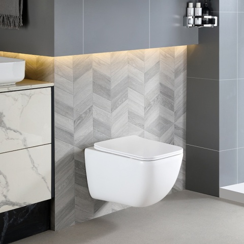 MISKA WC WISZĄCA TORNADO YUZU-WH-TR-03 BIAŁA DESKA WOLNOOPADAJĄCA DUROPLAST