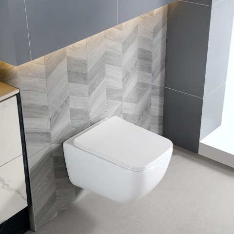 MISKA WC WISZĄCA TORNADO YUZU-WH-TR-03 BIAŁA DESKA WOLNOOPADAJĄCA DUROPLAST