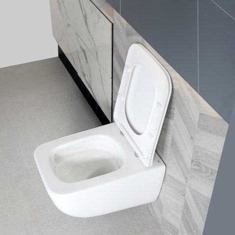 MISKA WC WISZĄCA TORNADO YUZU-WH-TR-03 BIAŁA DESKA WOLNOOPADAJĄCA DUROPLAST