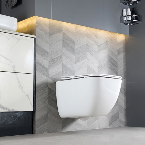 MISKA WC WISZĄCA TORNADO YUZU-WH-TR-03 BIAŁA DESKA WOLNOOPADAJĄCA DUROPLAST