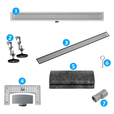 ODPŁYW LINIOWY 90 CM INOX NISKI SYFON WYSOKA PRZEPUSTOWOŚĆ DL01 QUBE