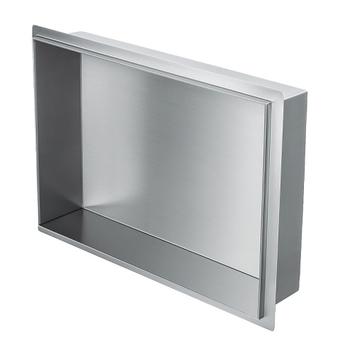 PÓŁKA ŁAZIENKOWA WNĘKOWA UNO BEZ KOŁNIERZA CHROM 45X30X7 CM