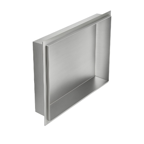 PÓŁKA ŁAZIENKOWA WNĘKOWA UNO BEZ KOŁNIERZA CHROM 45X30X7 CM