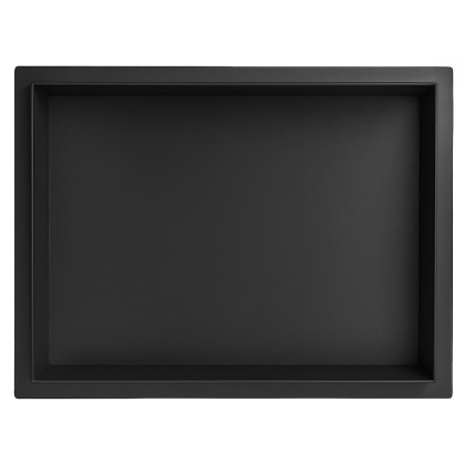 PÓŁKA ŁAZIENKOWA WNĘKOWA UNO BEZ KOŁNIERZA CZARNA 45X30X10 CM