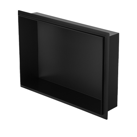 PÓŁKA ŁAZIENKOWA WNĘKOWA UNO BEZ KOŁNIERZA CZARNA 45X30X7 CM