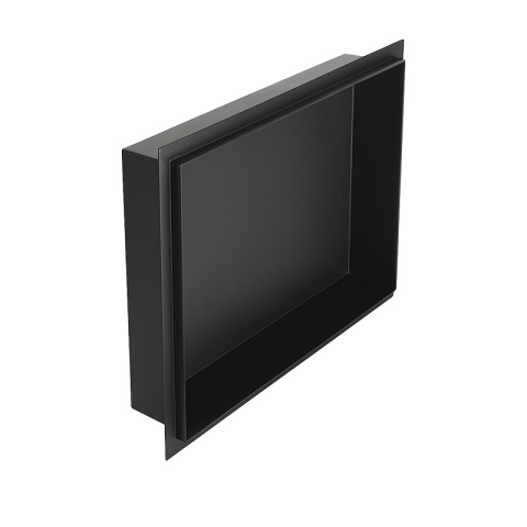 PÓŁKA ŁAZIENKOWA WNĘKOWA UNO BEZ KOŁNIERZA CZARNA 45X30X7 CM