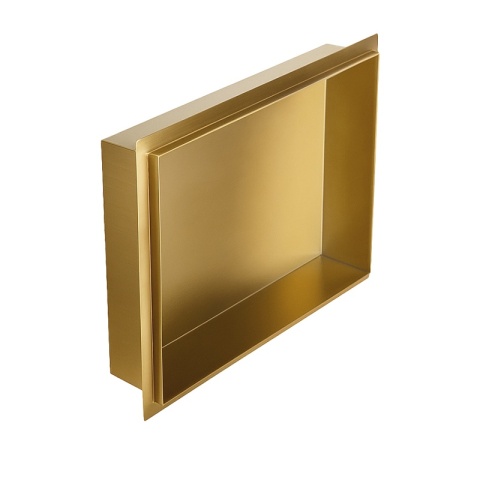 PÓŁKA ŁAZIENKOWA WNĘKOWA UNO BEZ KOŁNIERZA ZŁOTA 45X30X10 CM