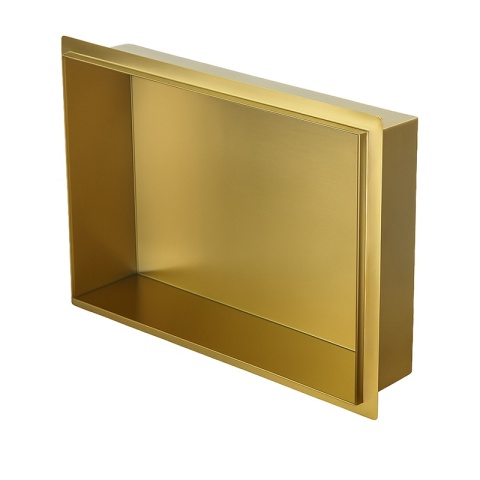 PÓŁKA ŁAZIENKOWA WNĘKOWA UNO BEZ KOŁNIERZA ZŁOTA 45X30X7 CM