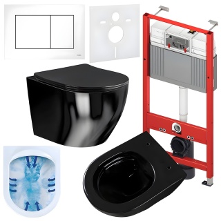 ZESTAW PODTYNKOWY WC STELAŻ TECE MISKA MIZU-BL-RIM-03 PRZYCISK TC-9240400 BIAŁY POŁYSK