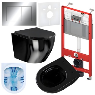 ZESTAW PODTYNKOWY WC STELAŻ TECE MISKA MIZU-BL-RIM-03 PRZYCISK TC-9240401 CHROM