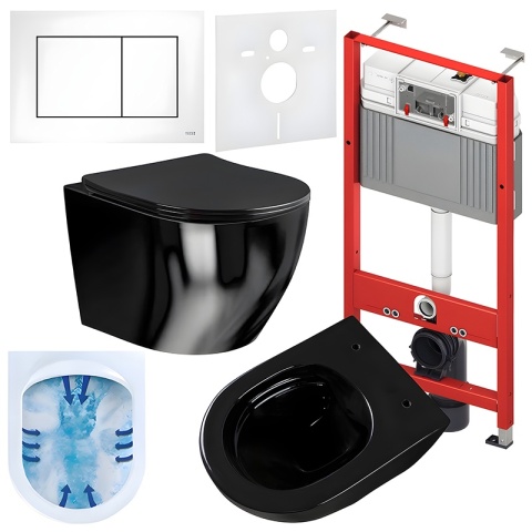 ZESTAW PODTYNKOWY WC STELAŻ TECE MISKA MIZU-BL-RIM-03 PRZYCISK TC-9240417 BIAŁY MAT