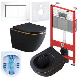 ZESTAW PODTYNKOWY WC STELAŻ TECE MISKA MIZU-MTB-GL-RIM-03 PRZYCISK TC-9240417 BIAŁY MAT