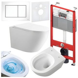 ZESTAW PODTYNKOWY WC STELAŻ TECE MISKA MIZU-WH-TR-03 PRZYCISK TC-9240417 BIAŁY MAT