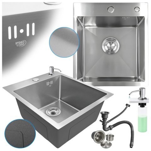 ZLEW KUCHENNY ZLEWOZMYWAK JEDNOKOMOROWY STALOWY INOX ALOR-CH-40X45 DOZOWNIK SYFON UCHWYTY