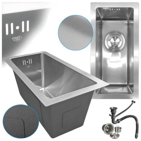 ZLEW KUCHENNY ZLEWOZMYWAK JEDNOKOMOROWY STALOWY INOX RODOS-CH-44X22 SYFON UCHWYTY