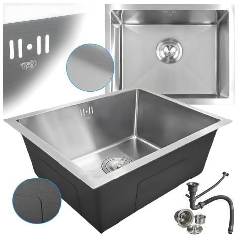 ZLEW KUCHENNY ZLEWOZMYWAK JEDNOKOMOROWY STALOWY INOX RODOS-CH-50X40 SYFON UCHWYTY