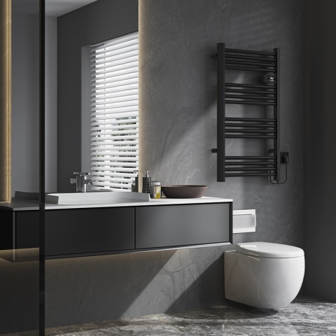 GRZEJNIK ŁAZIENKOWY ELEKTRYCZNY ALUMINIOWY DRABINKA 96x54 500W LOA CZARNY