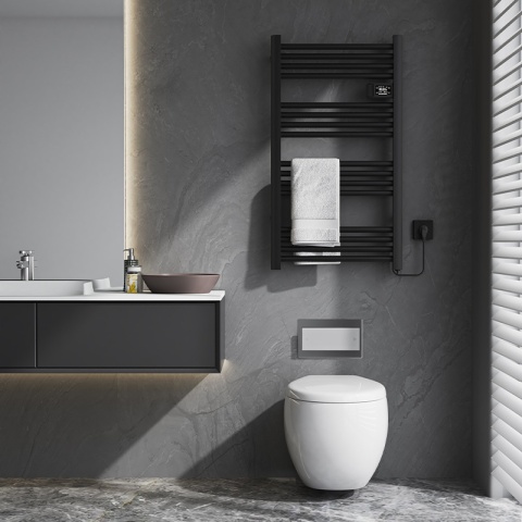 GRZEJNIK ŁAZIENKOWY ELEKTRYCZNY ALUMINIOWY DRABINKA 96x54 500W LOA CZARNY