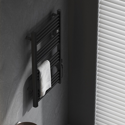 GRZEJNIK ŁAZIENKOWY ELEKTRYCZNY ALUMINIOWY DRABINKA 96x54 500W LOA CZARNY