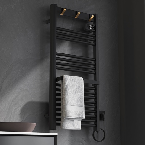 GRZEJNIK ŁAZIENKOWY ELEKTRYCZNY ALUMINIOWY DRABINKA ECO 500W Z WIESZAKAMI