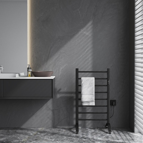 GRZEJNIK ŁAZIENKOWY ELEKTRYCZNY ENERGOOSZCZĘDNY DRABINKA 200W TAAL CZARNY