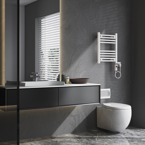 GRZEJNIK ŁAZIENKOWY ELEKTRYCZNY ENERGOOSZCZĘDNY DRABINKA 300W MANAM BIAŁY