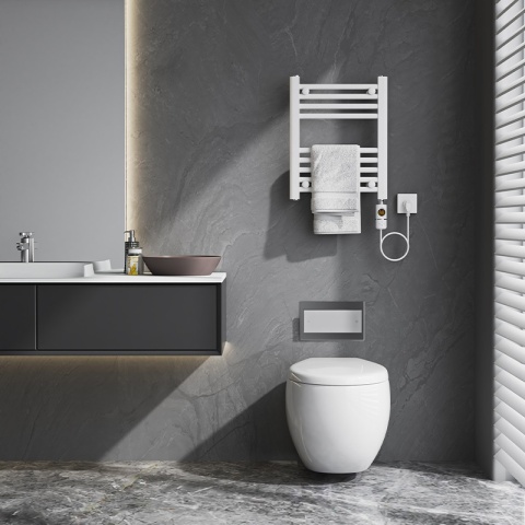 GRZEJNIK ŁAZIENKOWY ELEKTRYCZNY ENERGOOSZCZĘDNY DRABINKA 300W MANAM BIAŁY