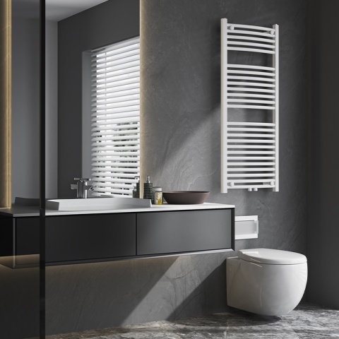 GRZEJNIK ŁAZIENKOWY ŚCIENNY PIONOWY WODNY DRABINKA 120x50 CORSO-WH-4 BIAŁY