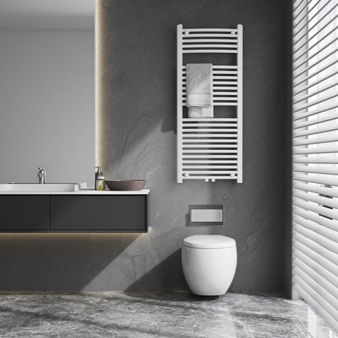 GRZEJNIK ŁAZIENKOWY ŚCIENNY PIONOWY WODNY DRABINKA 120x50 CORSO-WH-4 BIAŁY