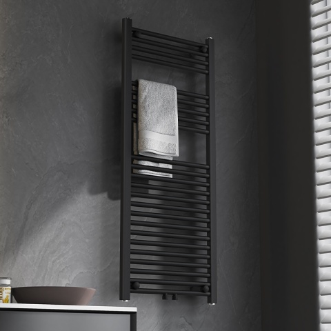 GRZEJNIK ŁAZIENKOWY ŚCIENNY PIONOWY WODNY DRABINKA 120x50 GAMA-BL-2 CZARNY
