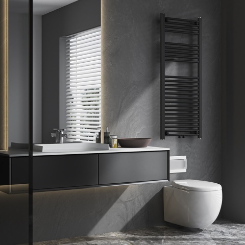 GRZEJNIK ŁAZIENKOWY ŚCIENNY PIONOWY WODNY DRABINKA 120x50 GAMA-BL-2 CZARNY