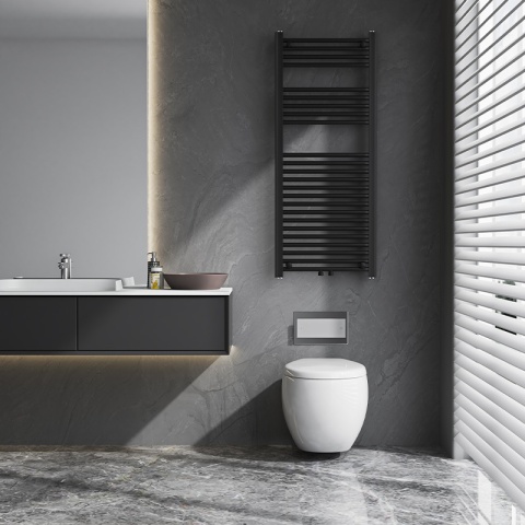 GRZEJNIK ŁAZIENKOWY ŚCIENNY PIONOWY WODNY DRABINKA 120x50 GAMA-BL-2 CZARNY