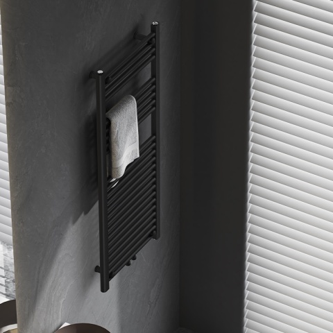 GRZEJNIK ŁAZIENKOWY ŚCIENNY PIONOWY WODNY DRABINKA 120x50 GAMA-BL-2 CZARNY